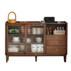 Adjustable Natural Wood Glass Sliding Door China Cabinet