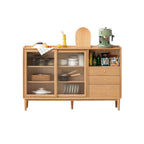 Adjustable Natural Wood Glass Sliding Door China Cabinet