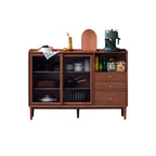 Adjustable Natural Wood Glass Sliding Door China Cabinet
