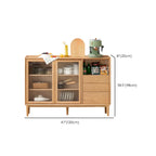 Adjustable Natural Wood Glass Sliding Door China Cabinet