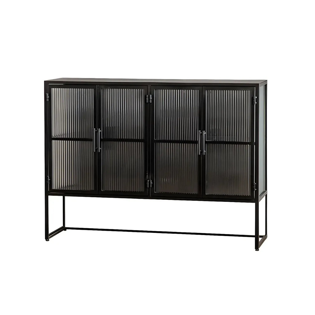 Contemporary Metal White Glass Door Display Cabinet