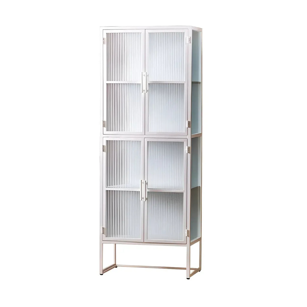 Contemporary Metal White Glass Door Display Cabinet