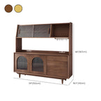 Cherry Wood Storage Hutch Cabinet with Glass Doors