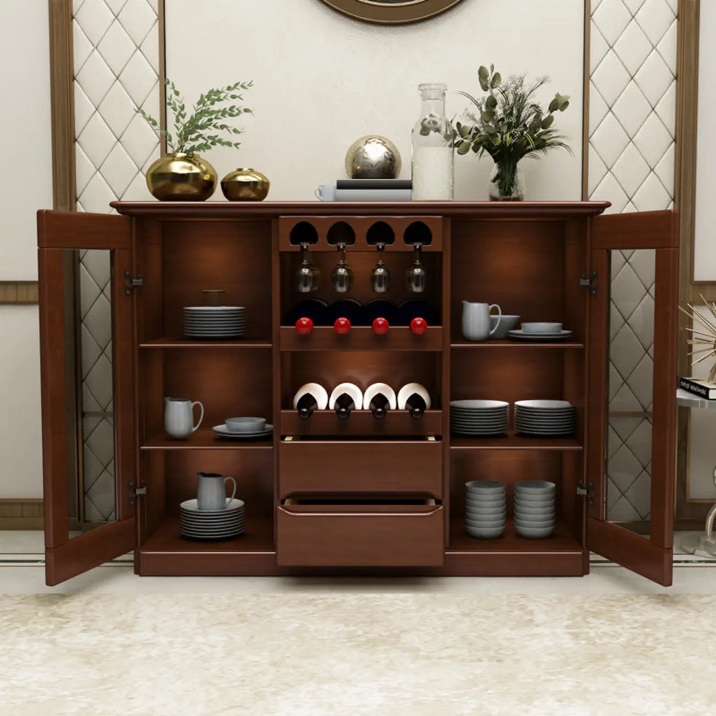 Classic Freestanding Wooden Wine Cabinet for Living Room