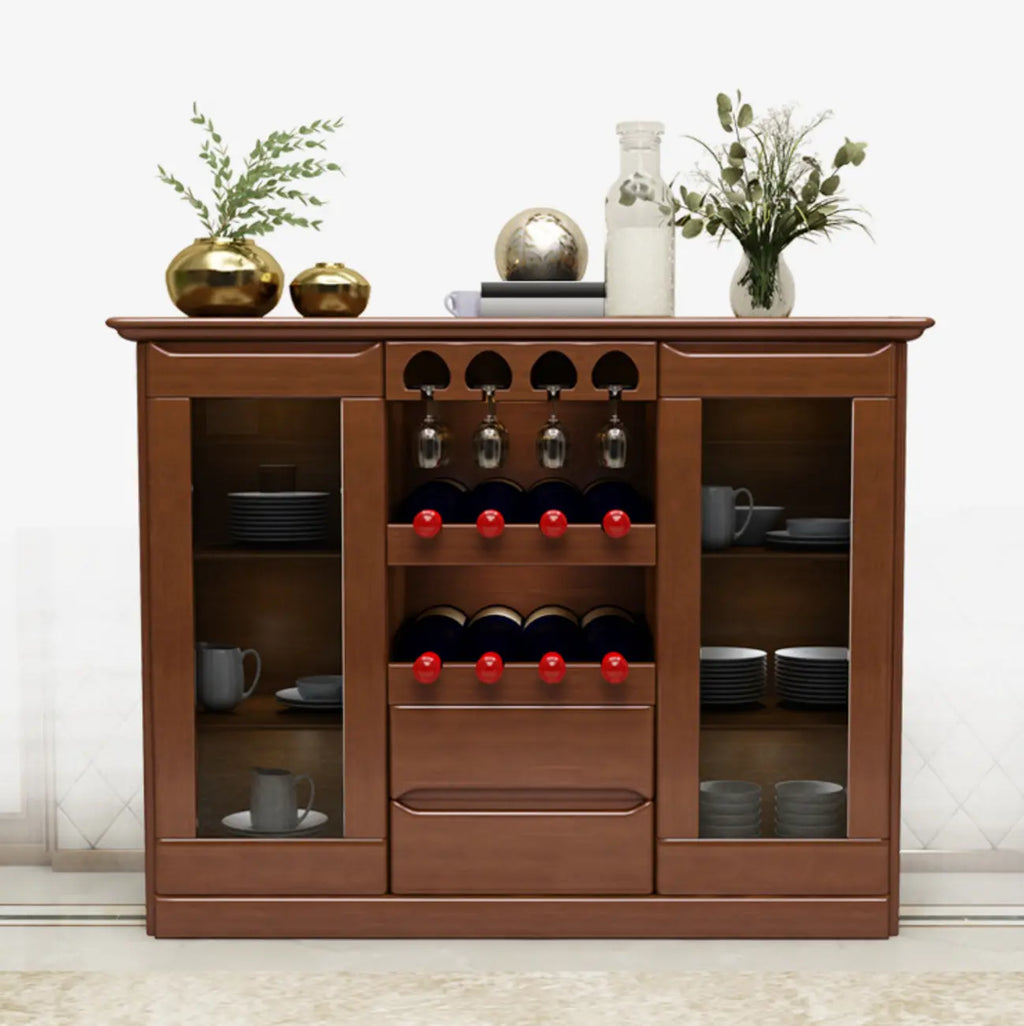 Classic Freestanding Wooden Wine Cabinet for Living Room