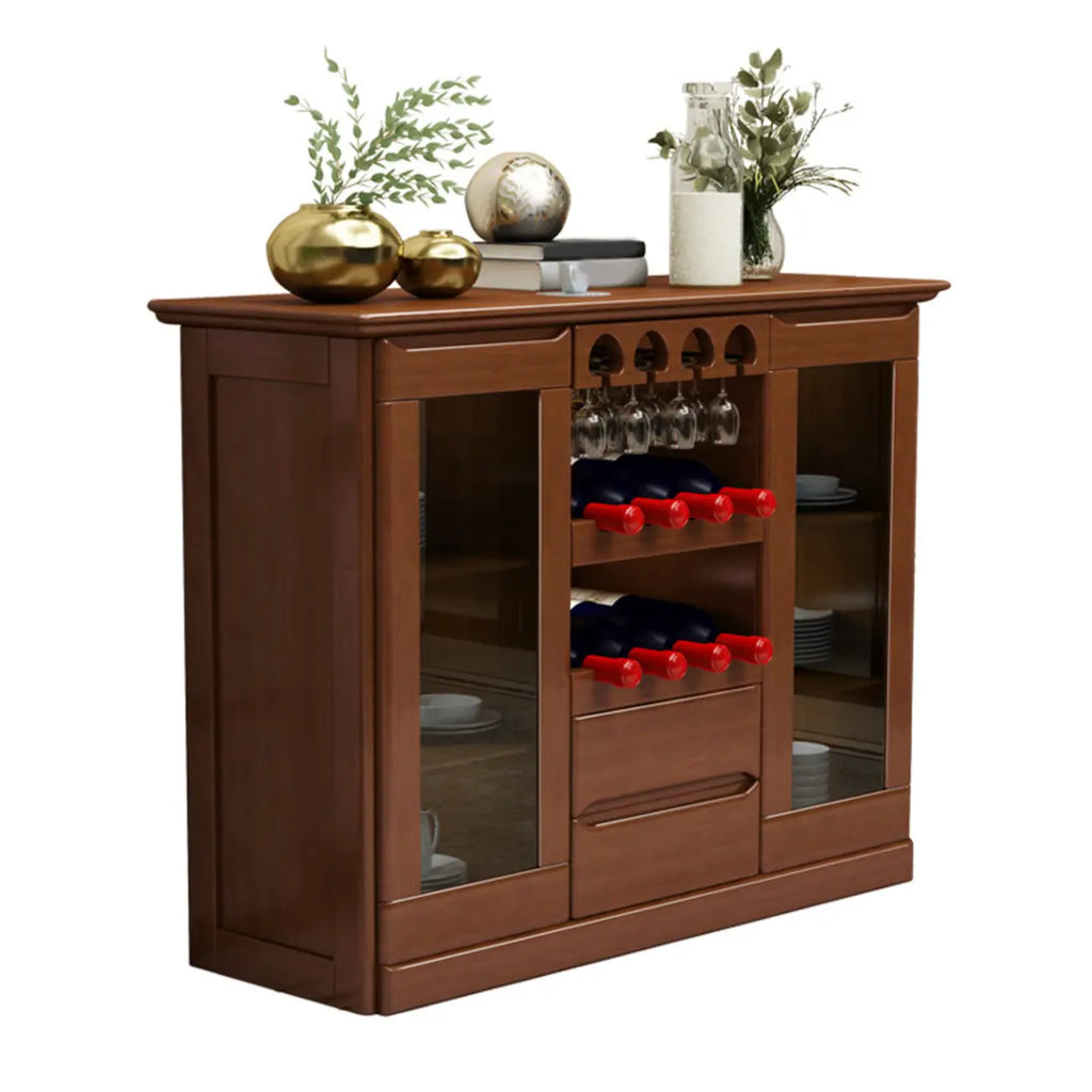 Classic Freestanding Wooden Wine Cabinet for Living Room