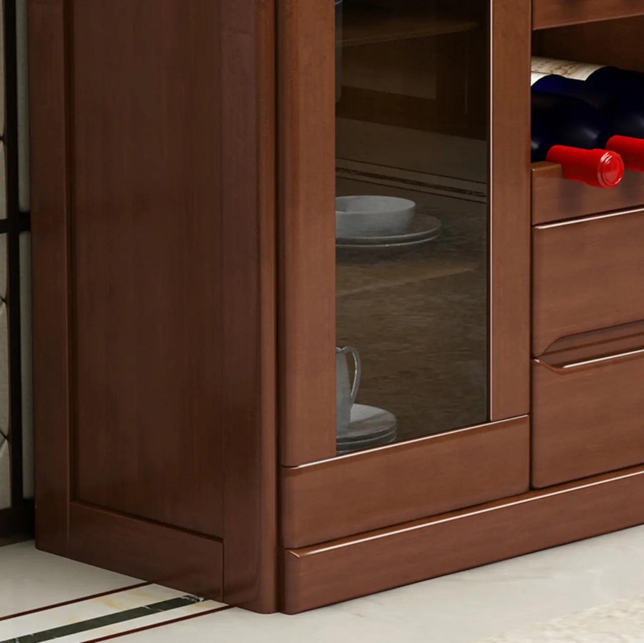 Classic Freestanding Wooden Wine Cabinet for Living Room