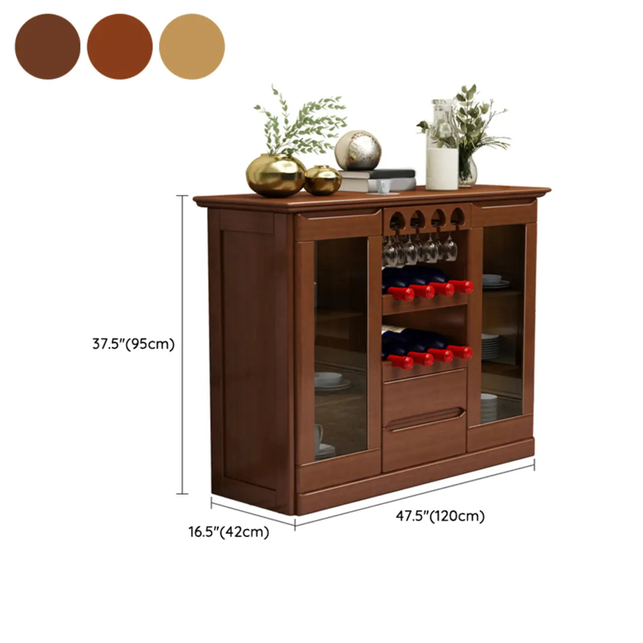 Classic Freestanding Wooden Wine Cabinet for Living Room