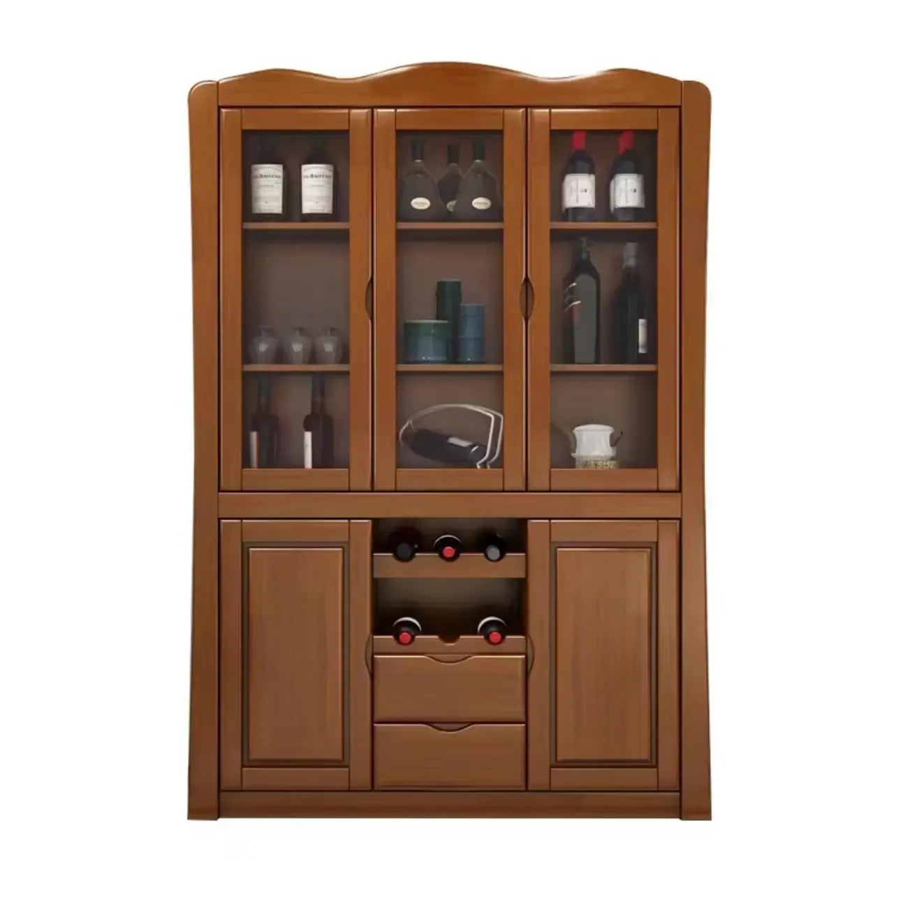 Classic Freestanding Natural Wooden Wine Cabinet for Living Room