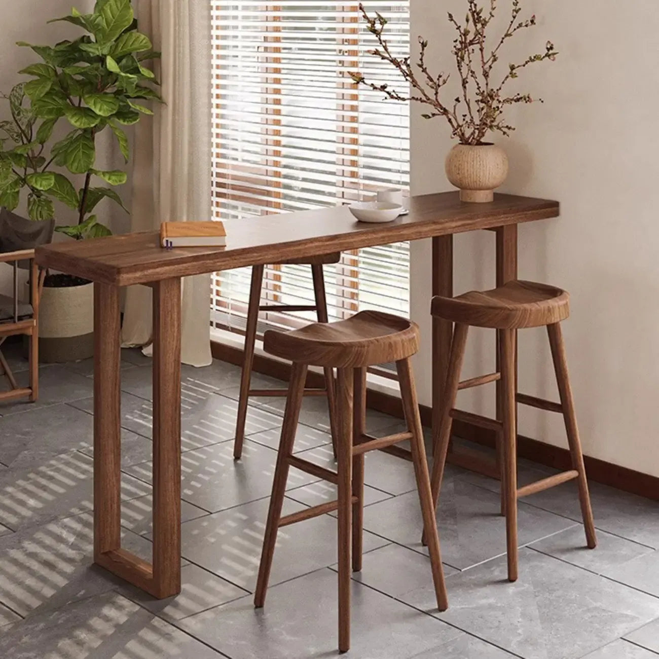 Rustic Cocoa Pine Fixed Top Sled Bar Tables