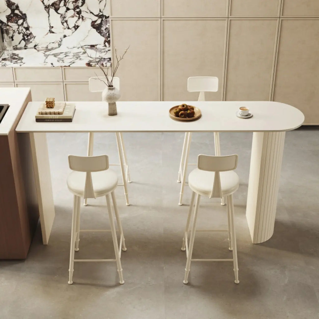 Modern White Free Form Bar Table Set with Cushioned Chair