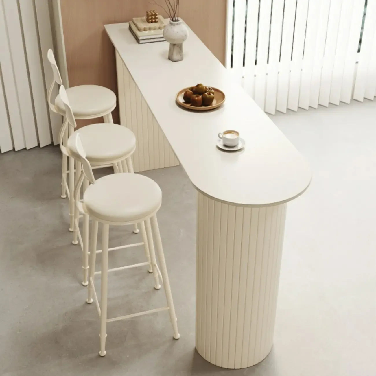 Modern White Free Form Bar Table Set with Cushioned Chair