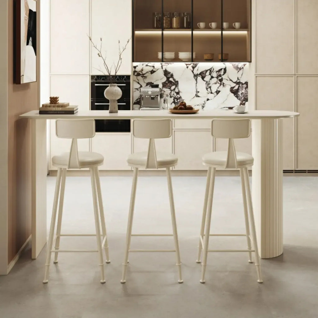 Modern White Free Form Bar Table Set with Cushioned Chair