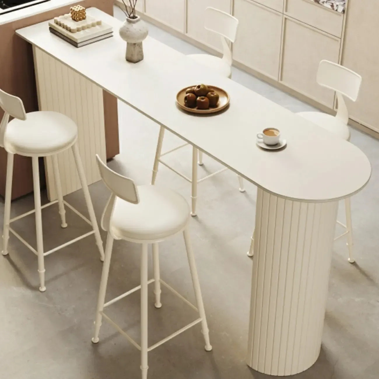 Modern White Free Form Bar Table Set with Cushioned Chair