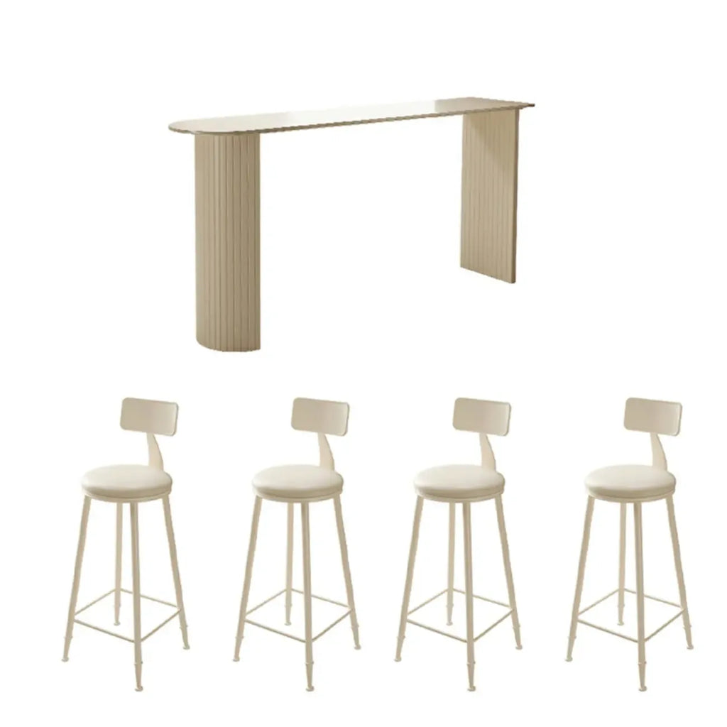 Modern White Free Form Bar Table Set with Cushioned Chair