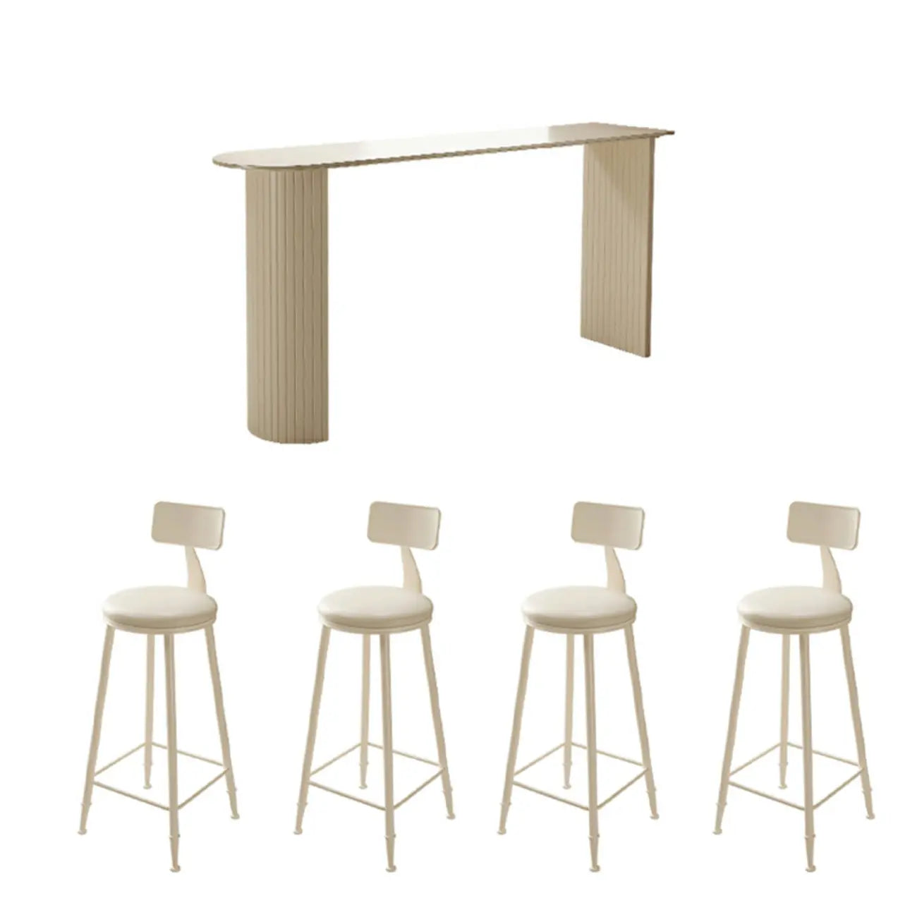 Modern White Free Form Bar Table Set with Cushioned Chair