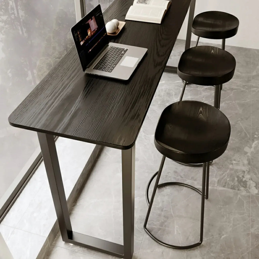 Elegant Black Long Bar Table for Home & Cafe Use