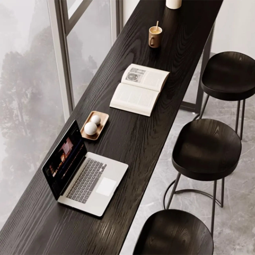 Elegant Black Long Bar Table for Home & Cafe Use