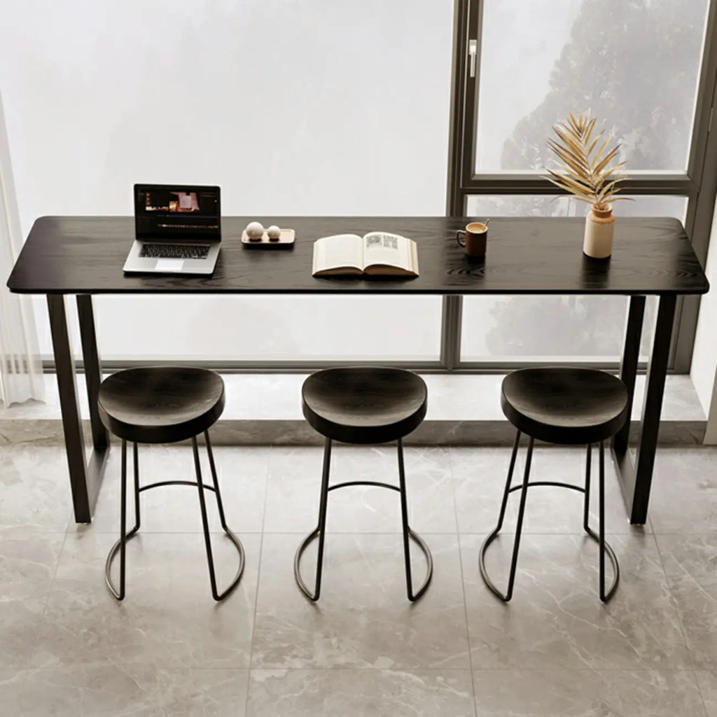 Elegant Black Long Bar Table for Home & Cafe Use