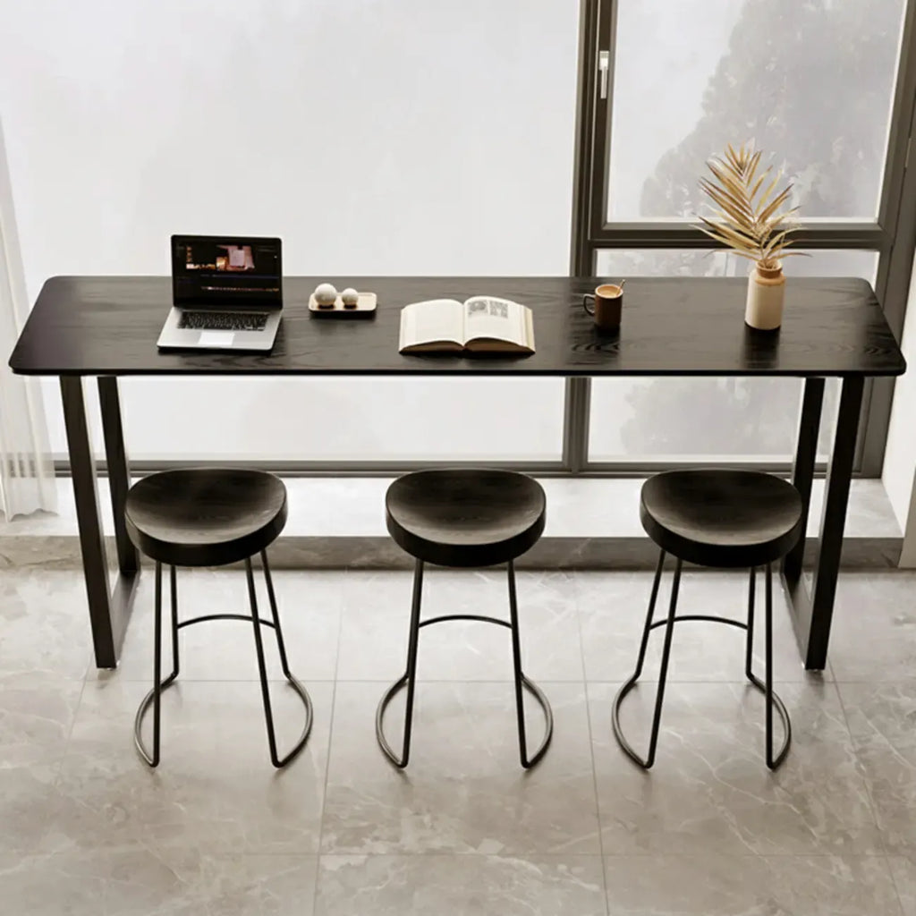 Elegant Black Long Bar Table for Home & Cafe Use