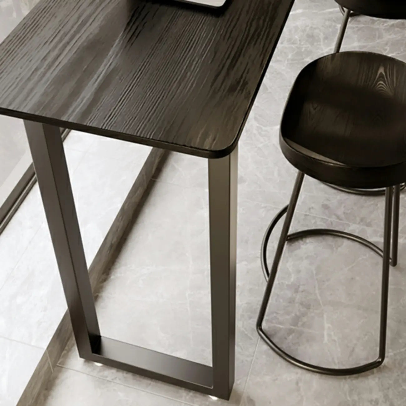 Elegant Black Long Bar Table for Home & Cafe Use