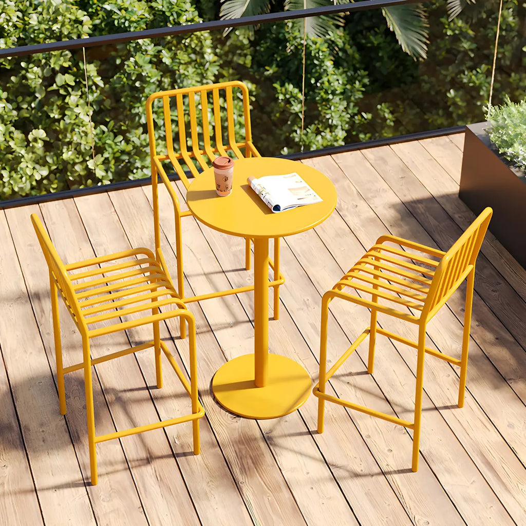 Matel Square Indoor-Outdoor Bar Counter Stools with Backs