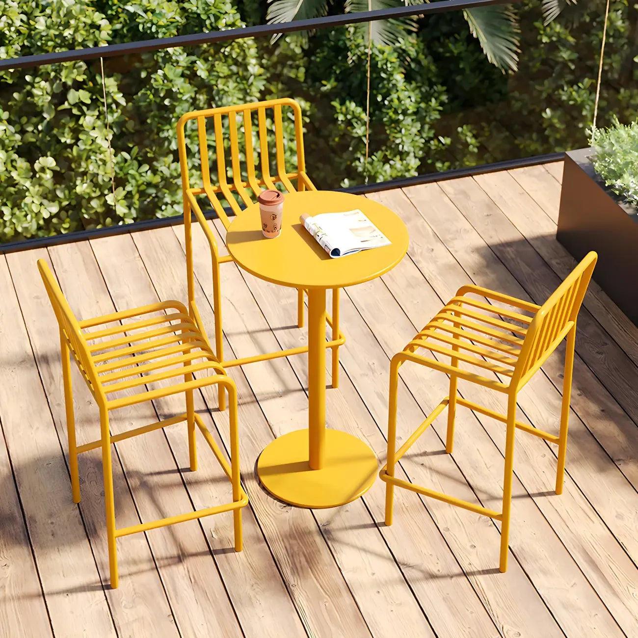 Matel Square Indoor-Outdoor Bar Counter Stools with Backs