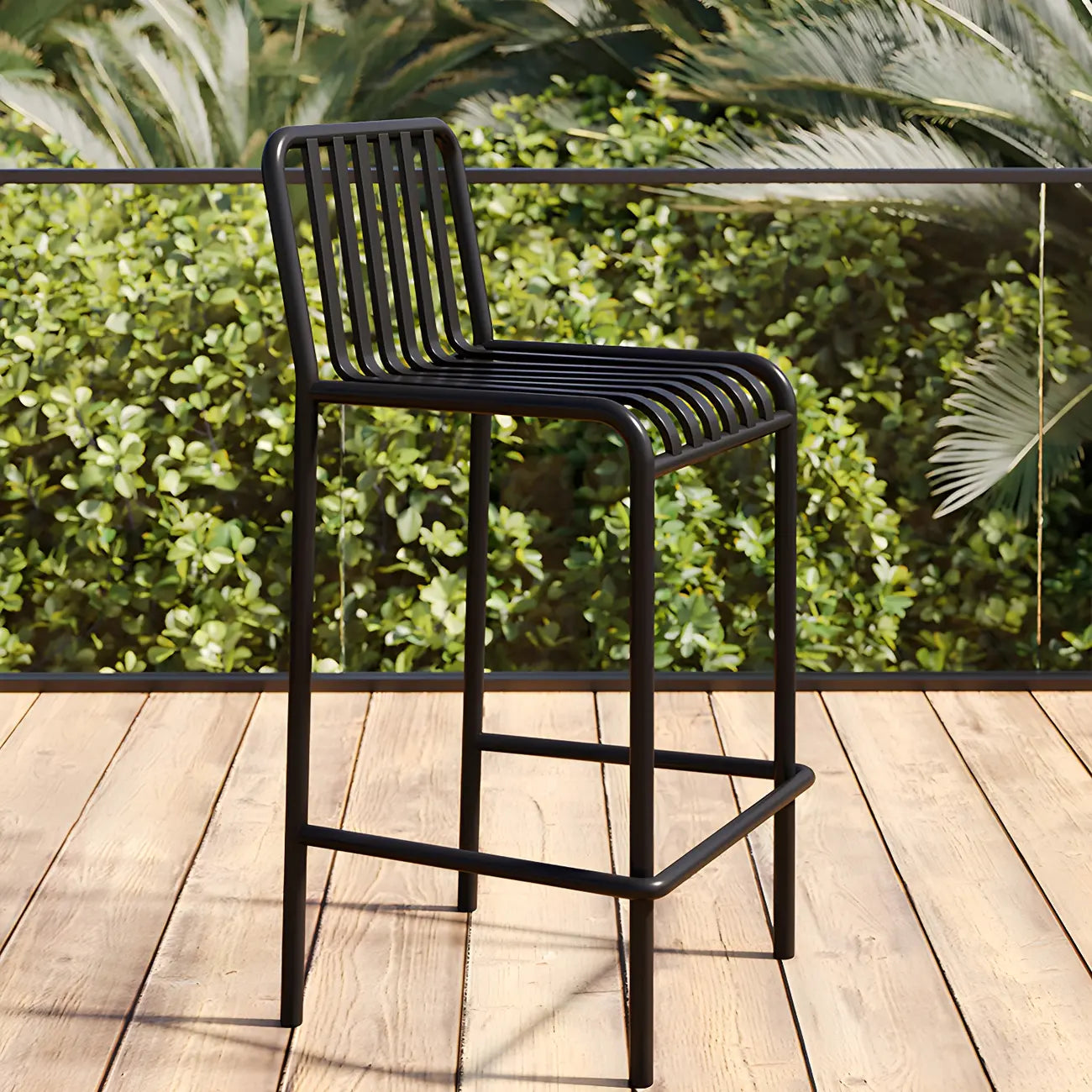 Matel Square Indoor-Outdoor Bar Counter Stools with Backs