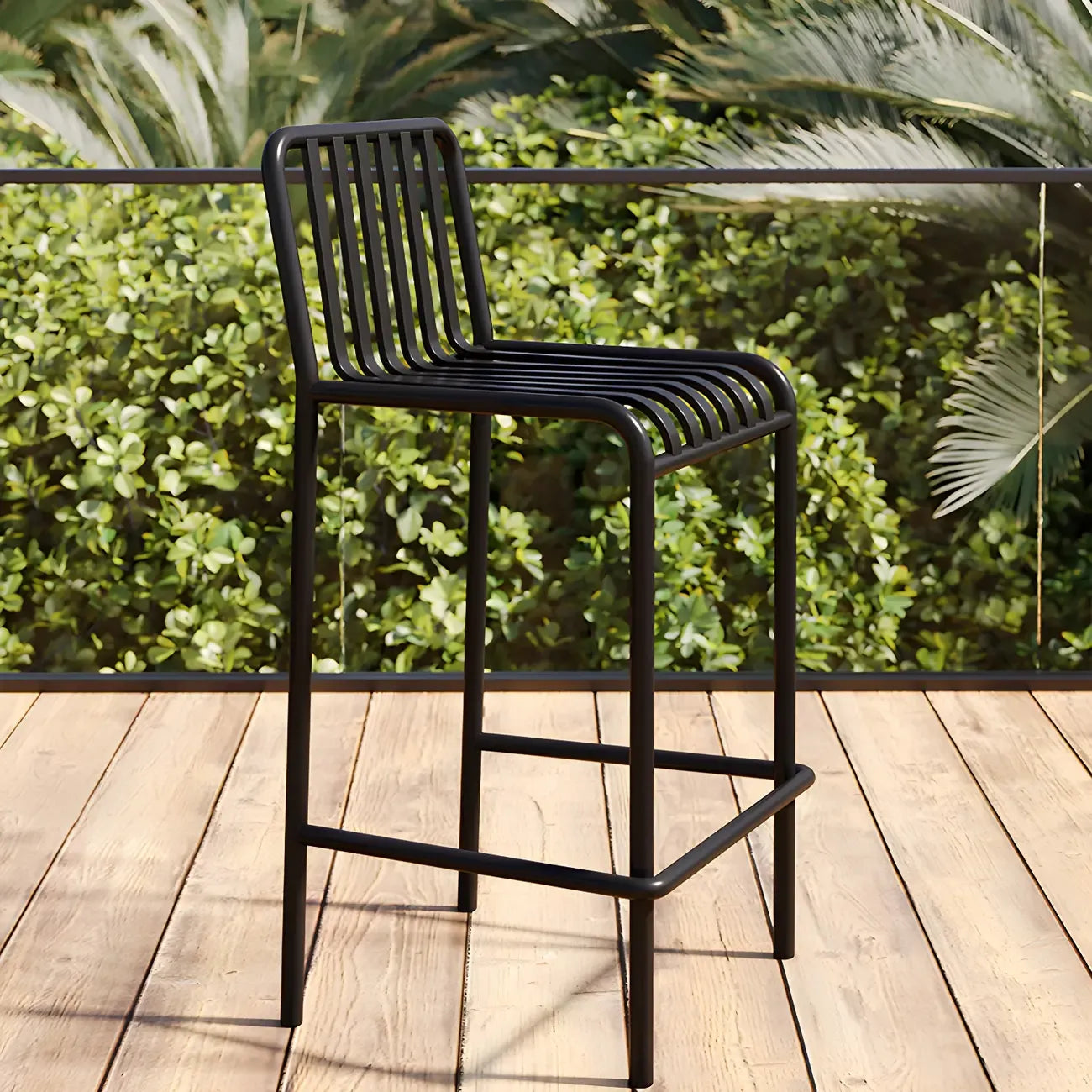 Matel Square Indoor-Outdoor Bar Counter Stools with Backs