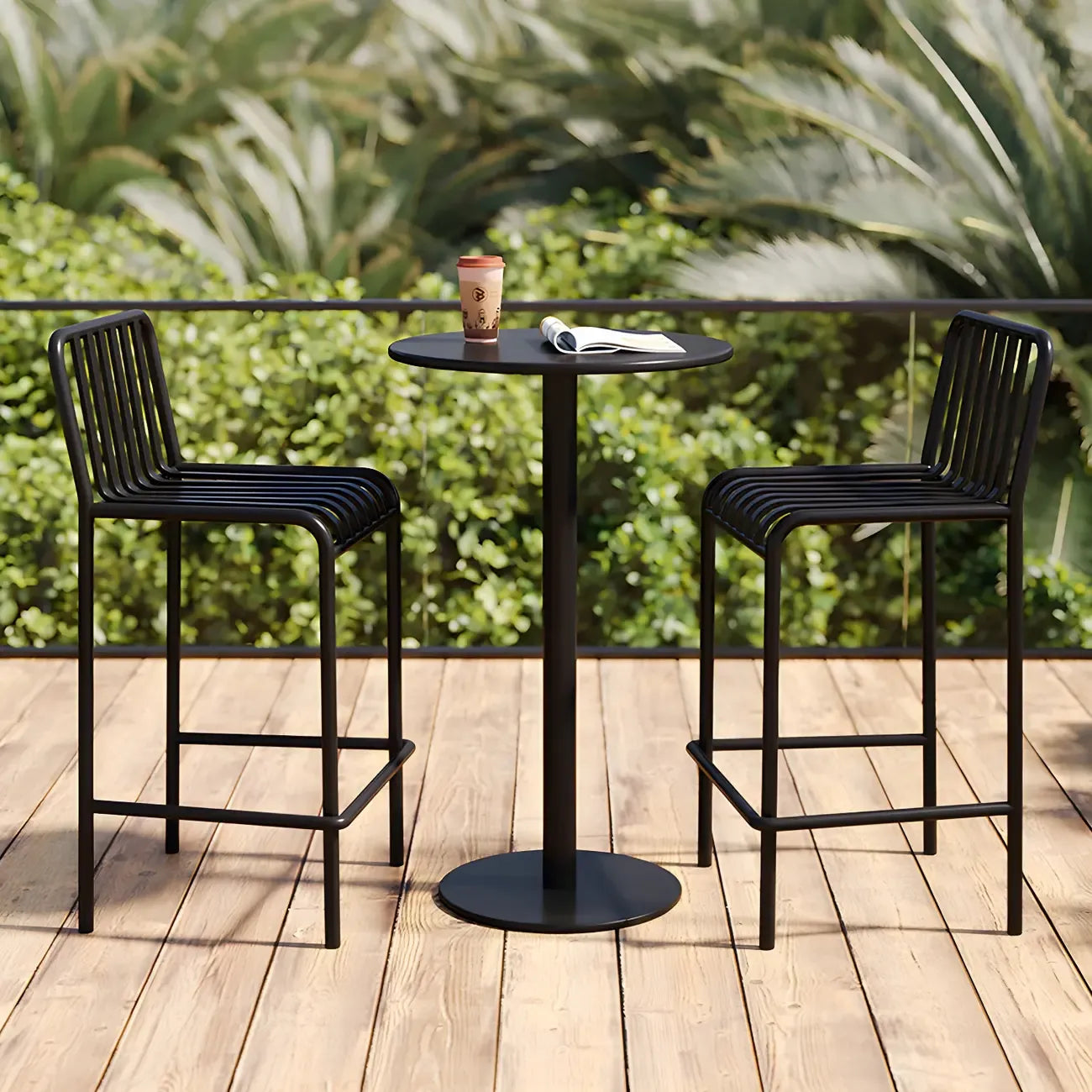 Matel Square Indoor-Outdoor Bar Counter Stools with Backs