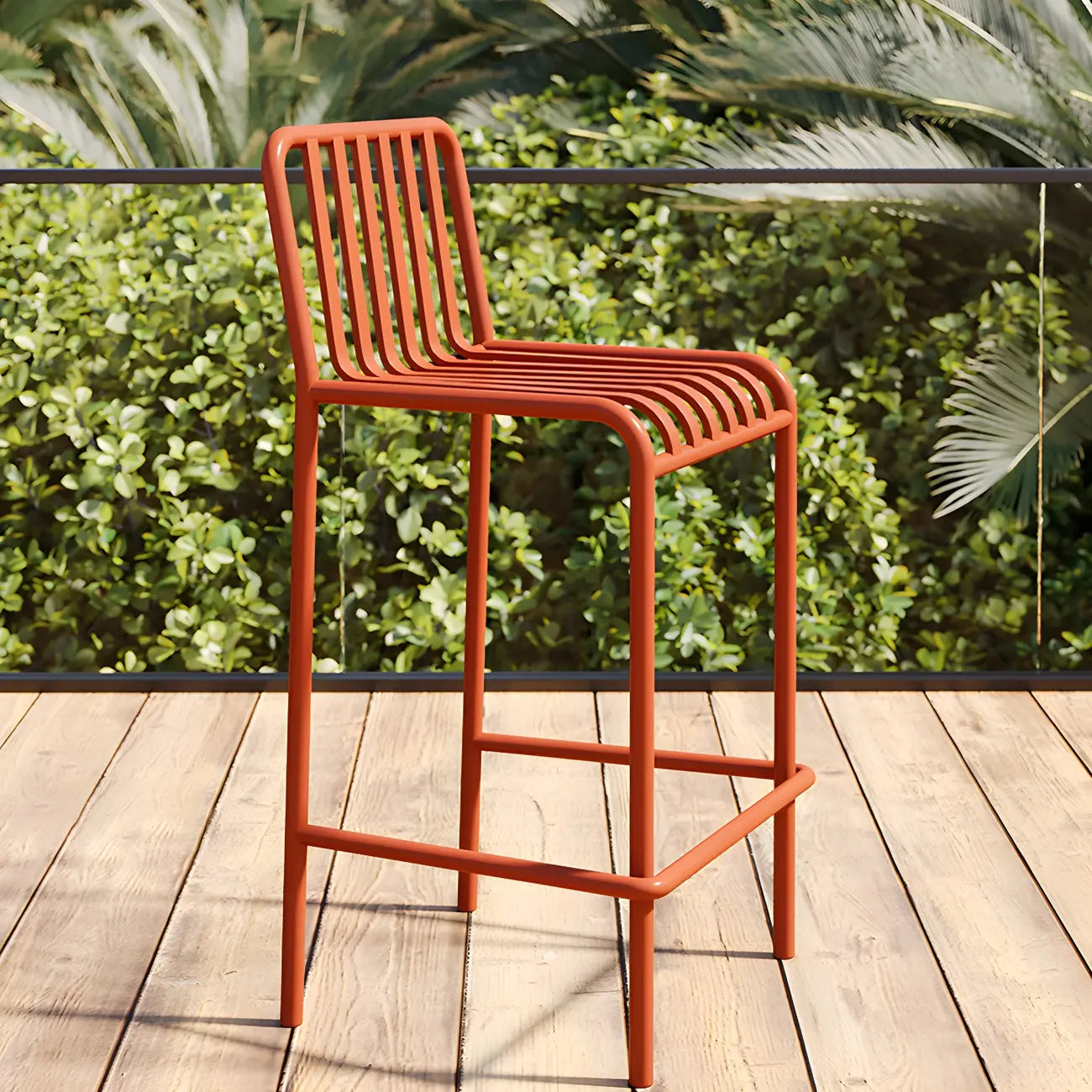Matel Square Indoor-Outdoor Bar Counter Stools with Backs