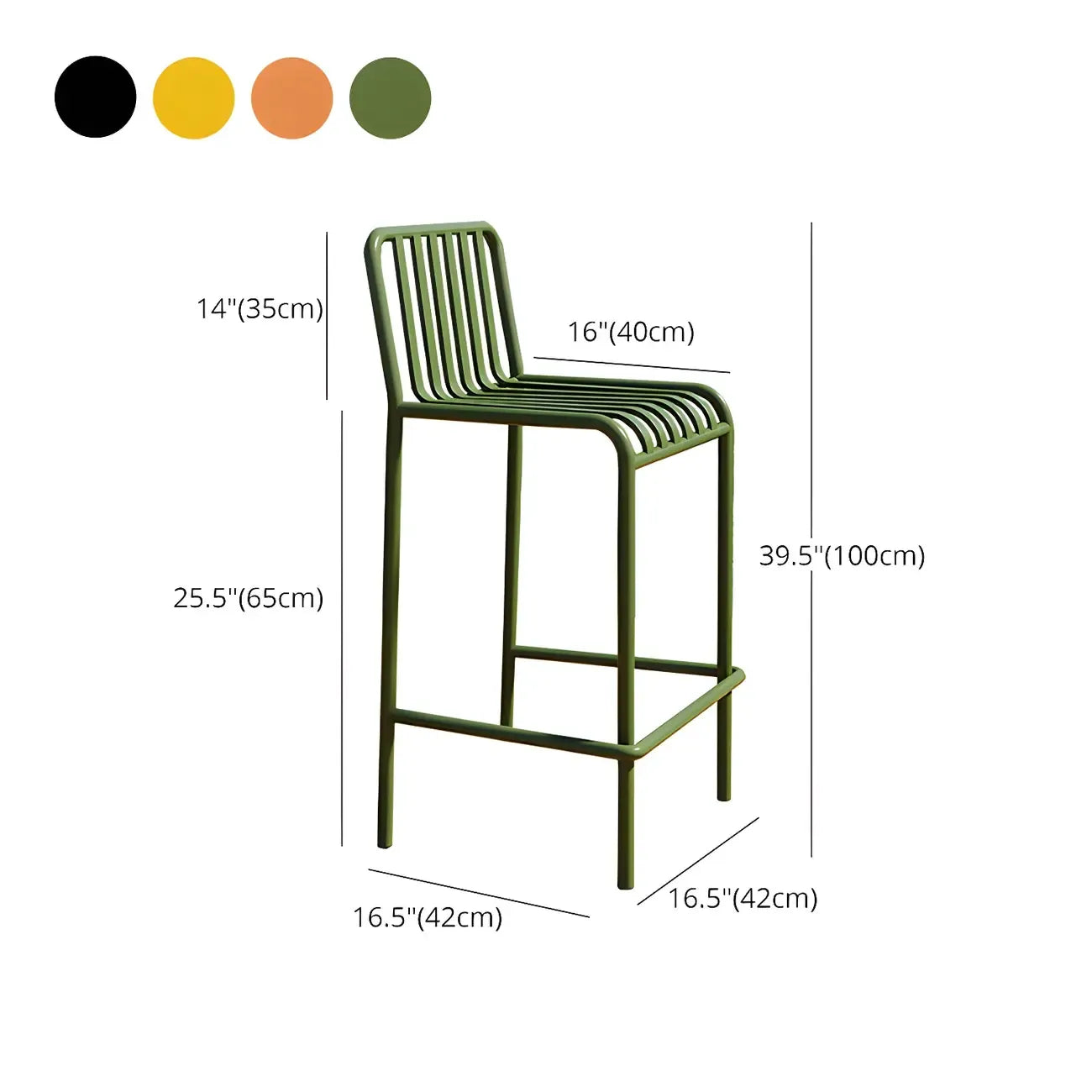 Matel Square Indoor-Outdoor Bar Counter Stools with Backs