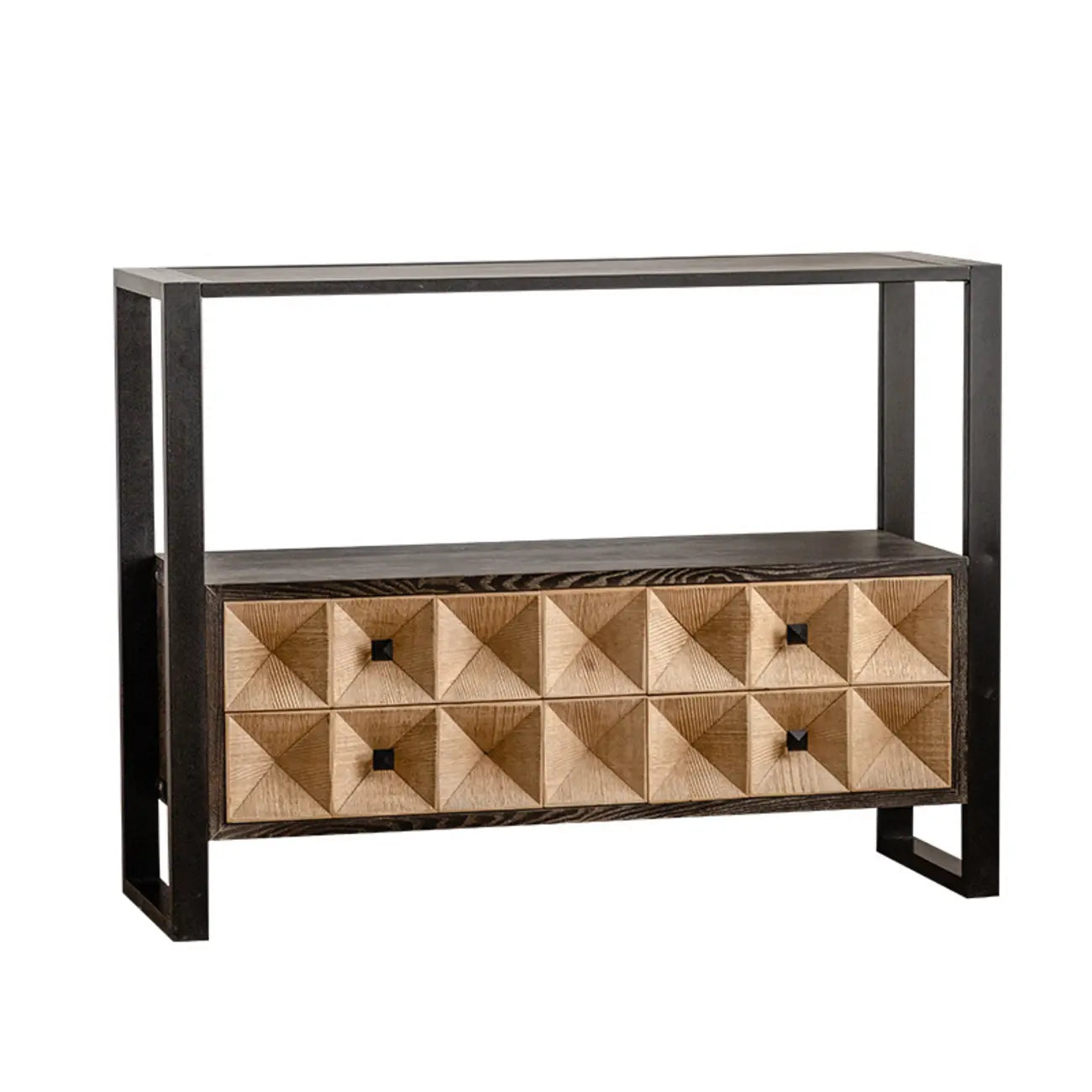 Rustic Wooden Console Table with Drawers and Trims