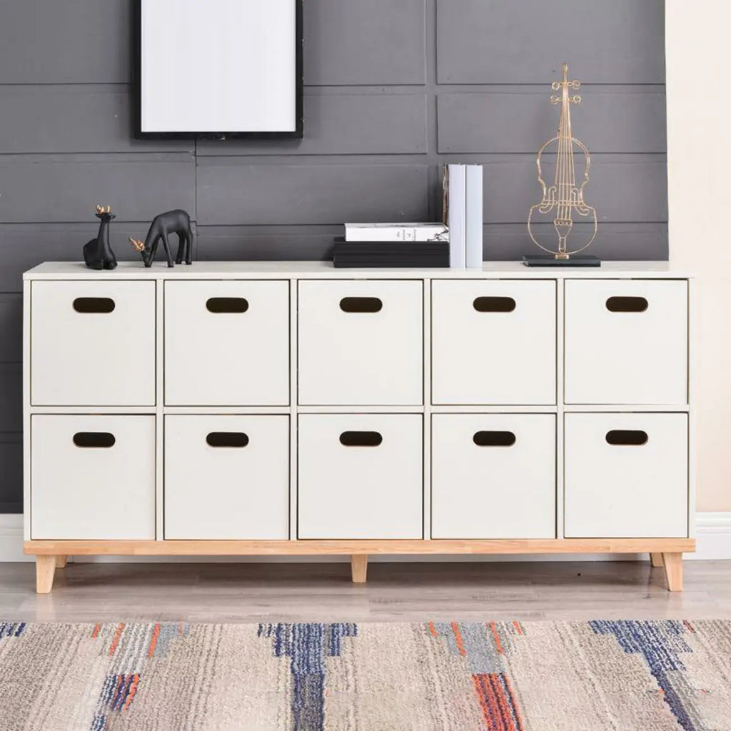 Durable Solid Wood Compartment Storage Cabinet with Notches