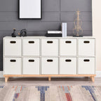 Durable Solid Wood Compartment Storage Cabinet with Notches