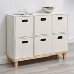 Durable Solid Wood Compartment Storage Cabinet with Notches