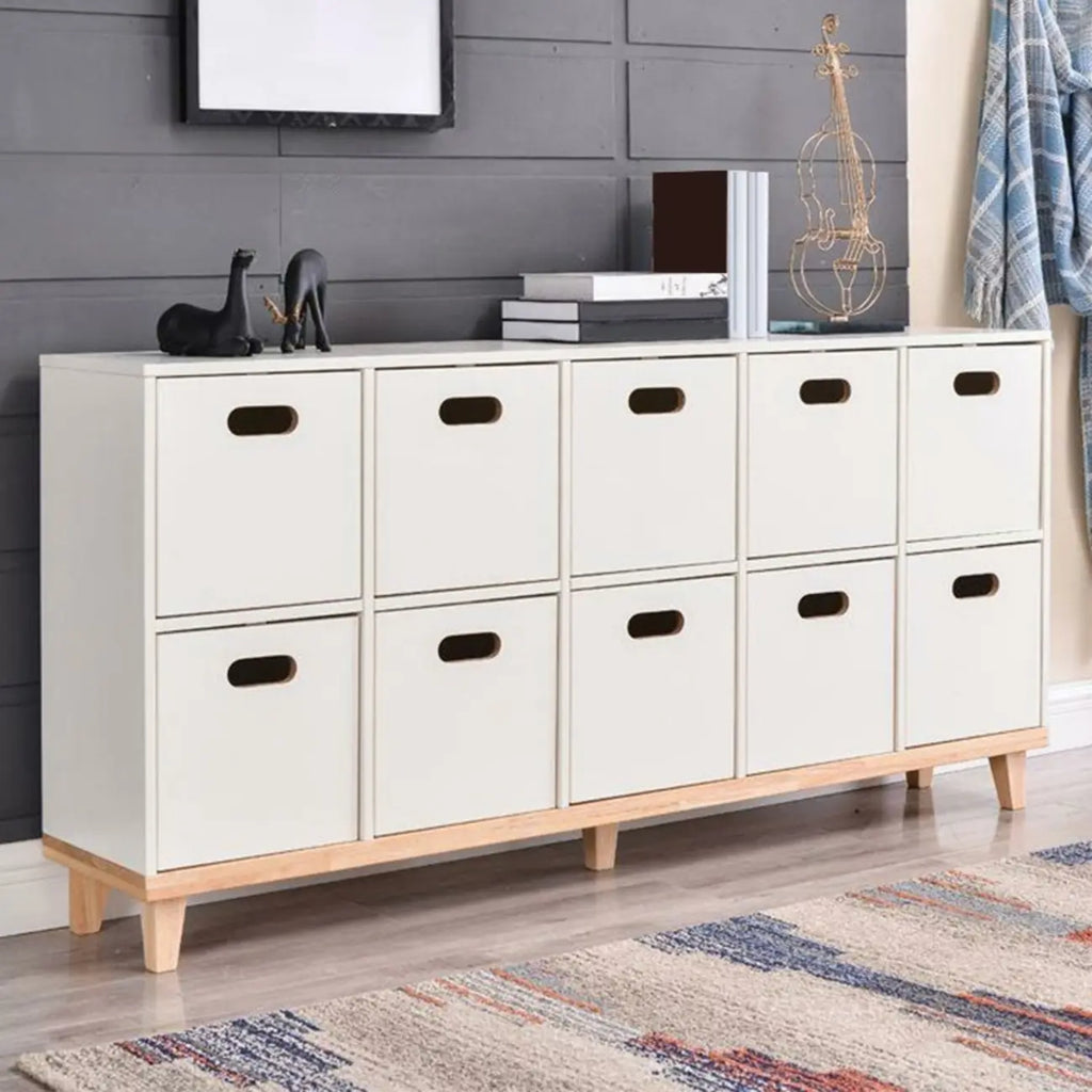Durable Solid Wood Compartment Storage Cabinet with Notches