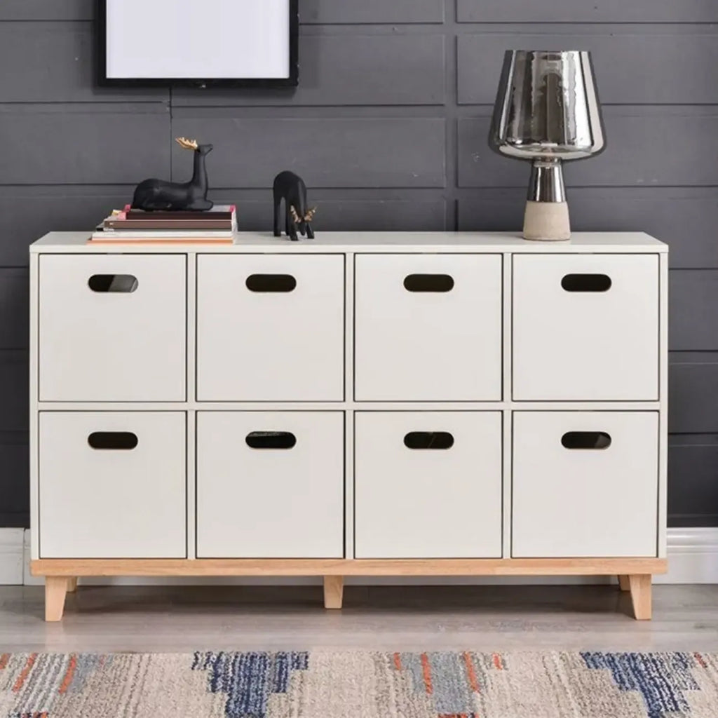 Durable Solid Wood Compartment Storage Cabinet with Notches