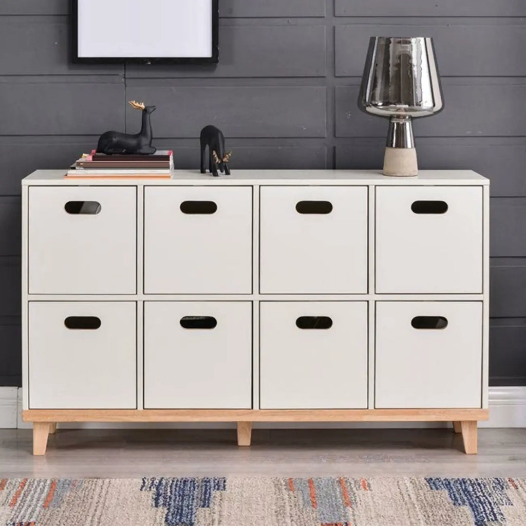 Durable Solid Wood Compartment Storage Cabinet with Notches
