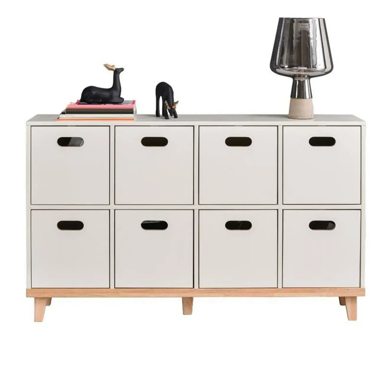 Durable Solid Wood Compartment Storage Cabinet with Notches