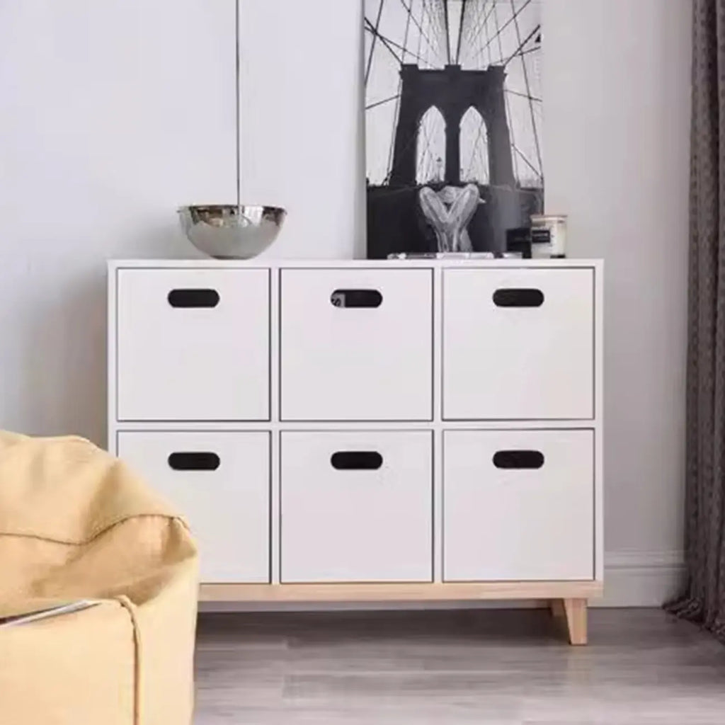 Durable Solid Wood Compartment Storage Cabinet with Notches
