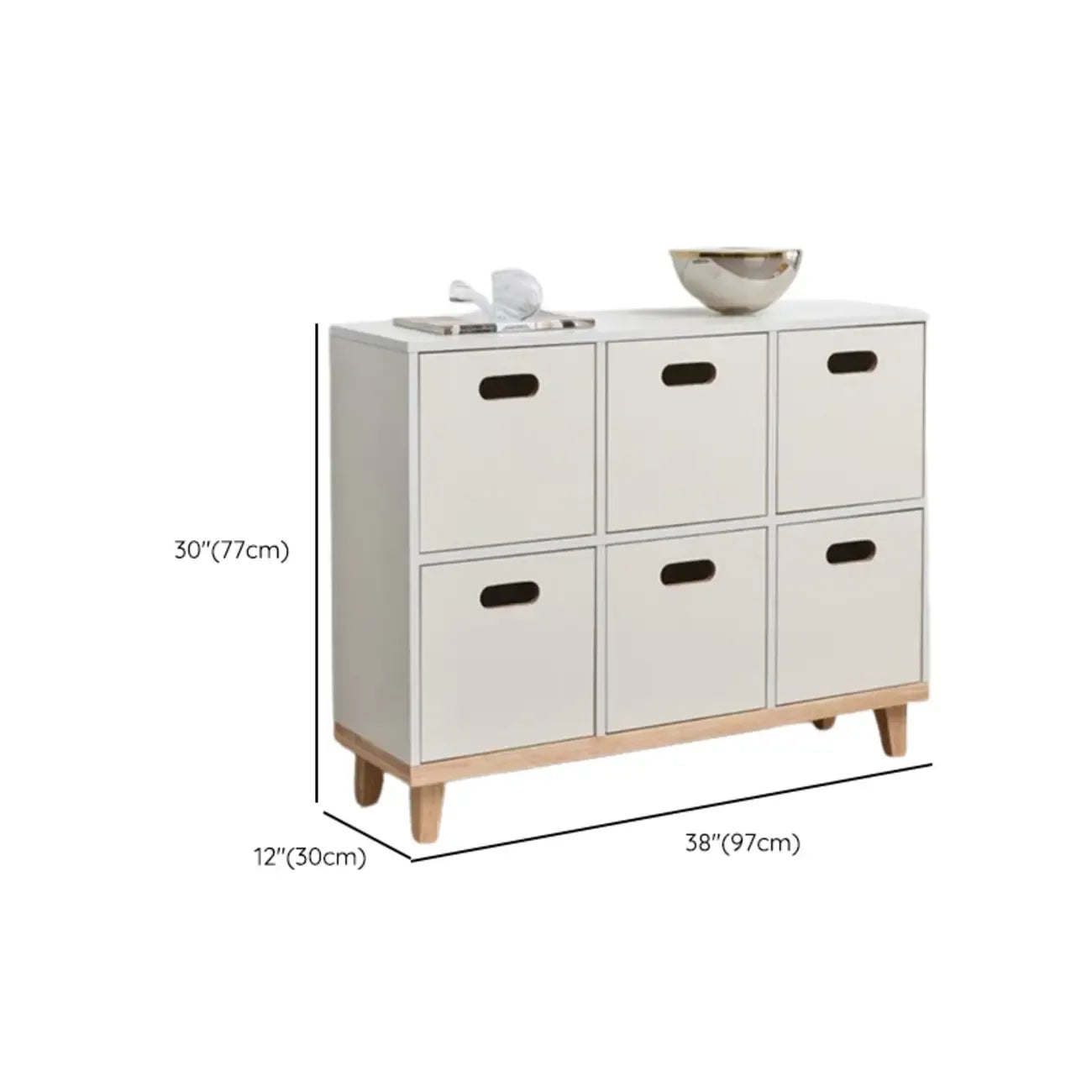 Durable Solid Wood Compartment Storage Cabinet with Notches