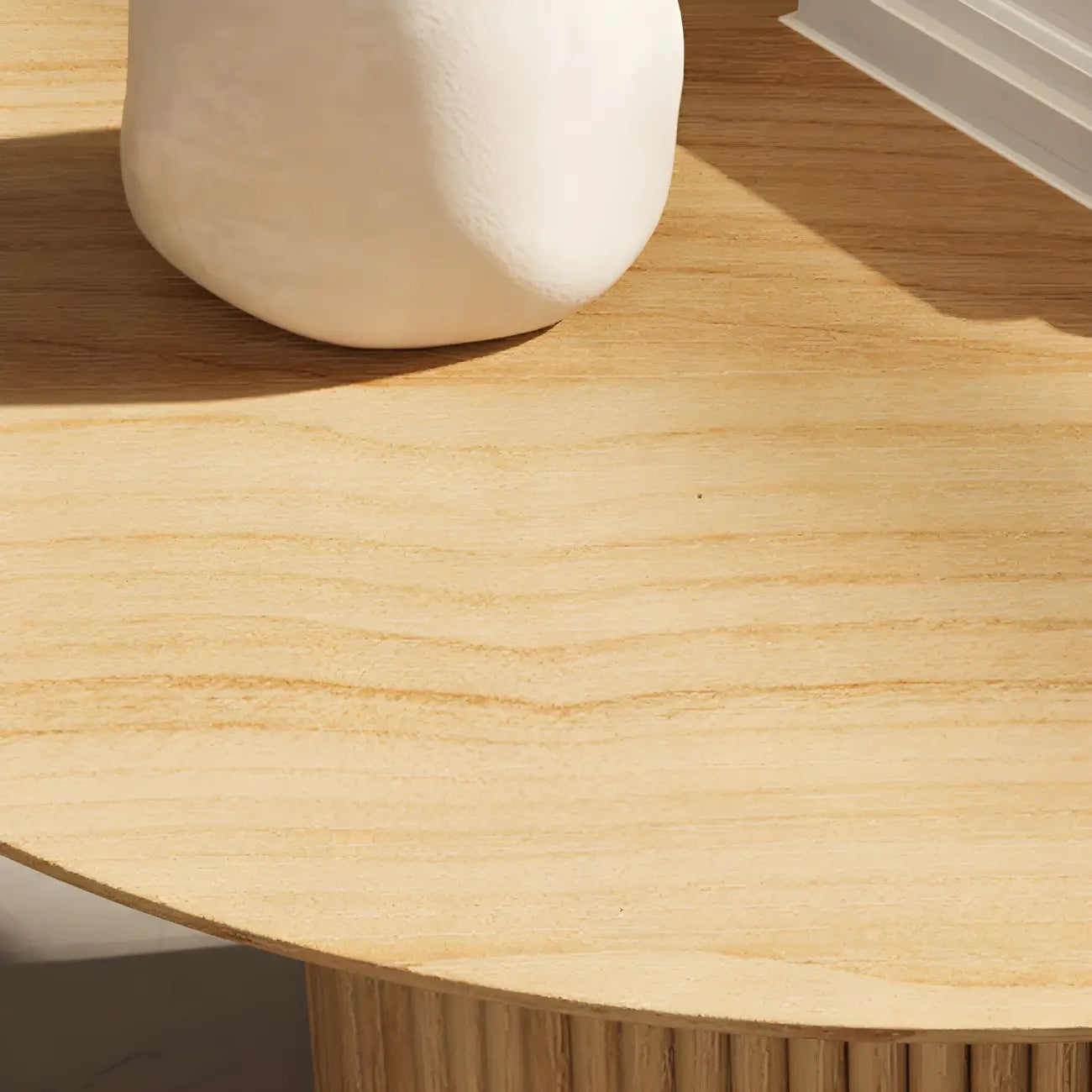 Minimalist Round Natural Wooden Side Table for Living Room