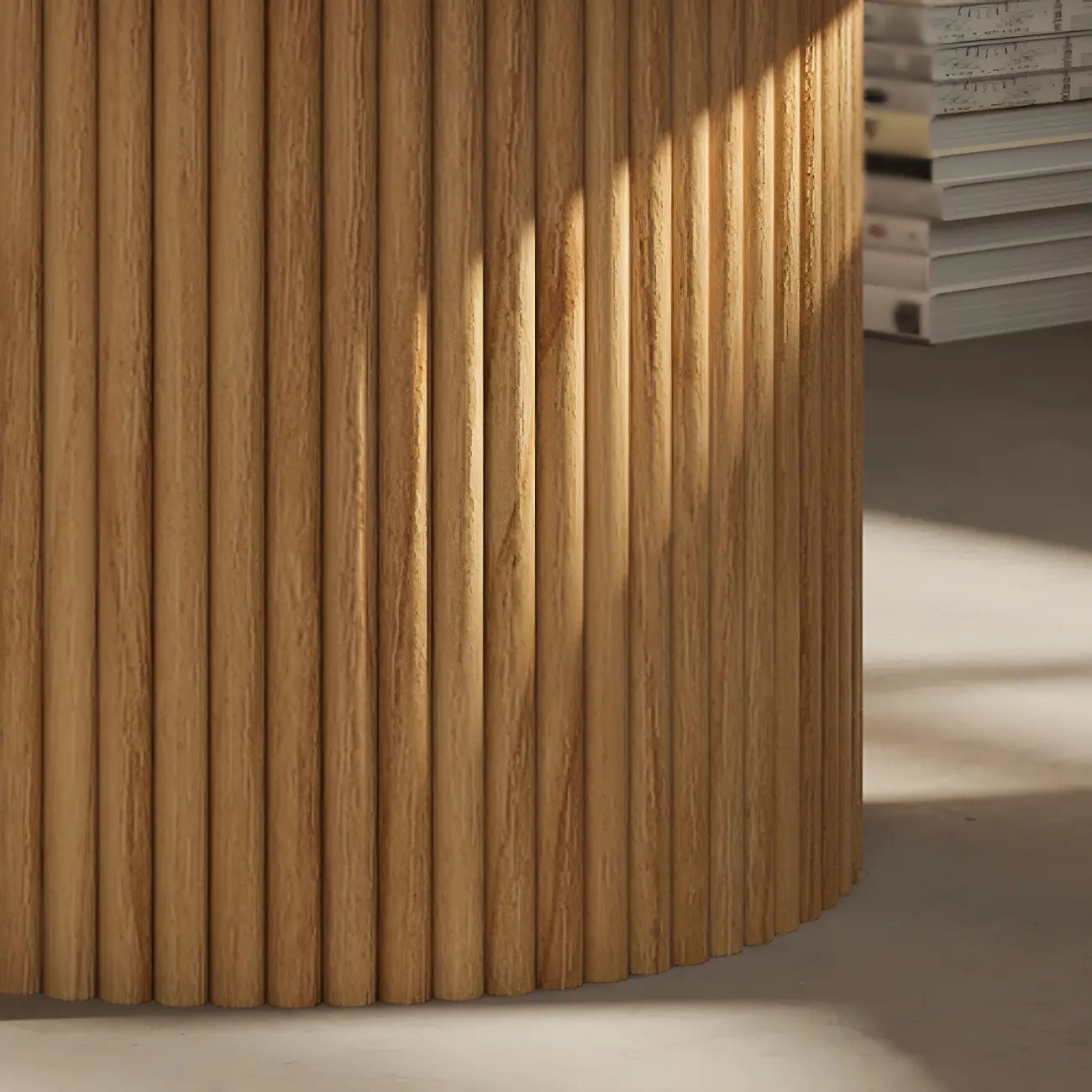 Minimalist Round Natural Wooden Side Table for Living Room