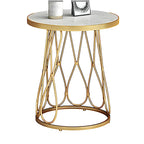 Round Gold Marble End Table with Storage for Living Room