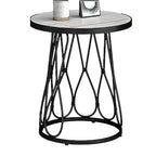 Round Gold Marble End Table with Storage for Living Room