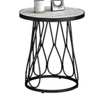 Round Gold Marble End Table with Storage for Living Room