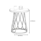 Round Gold Marble End Table with Storage for Living Room