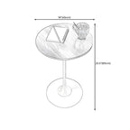 Minimalist Round Brown Wood End Table with Metal Base