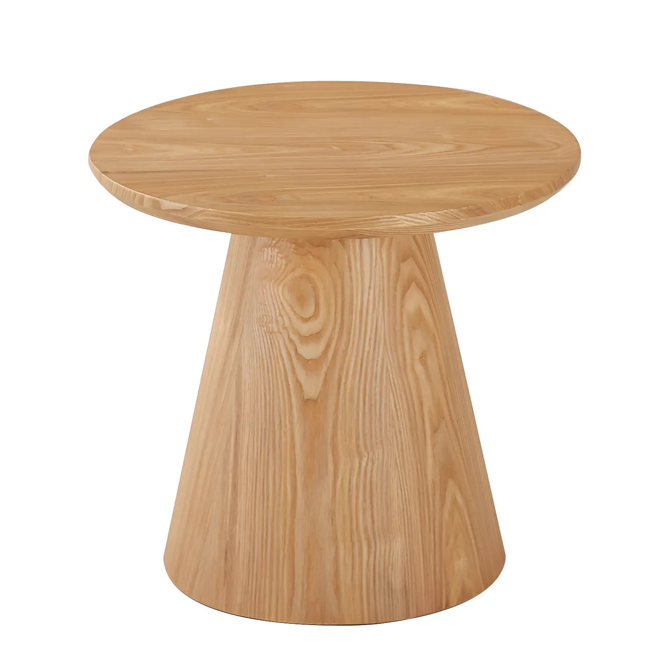 Modern Round Brown Solid Wood End Table for Living Room